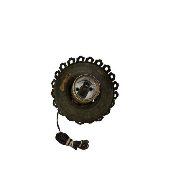 Vintage Milk Glass Oil Lamp Base With Floral Design & Brass Crown Detailing - Picture 13 of 14